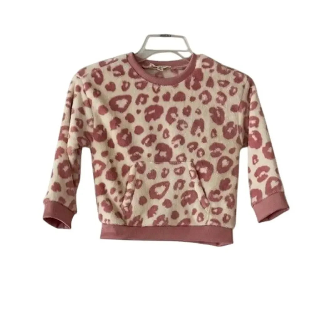 Jessica Simpson Girls Pullover Pink and White Leopard Print -Size 5/6